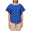 Anne Klein Women’s Flutter SLV Blouse W Bateau Neck(Santorini Blue/Brt Wht)