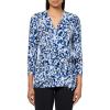 Anne Klein Women’s Printed Ity 3q SLV Wrap Top(Anne Black Multi)
