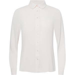 Anne Klein Womens Bttn Frt Peter Pan Colalr Ls Blouse(White Dove)