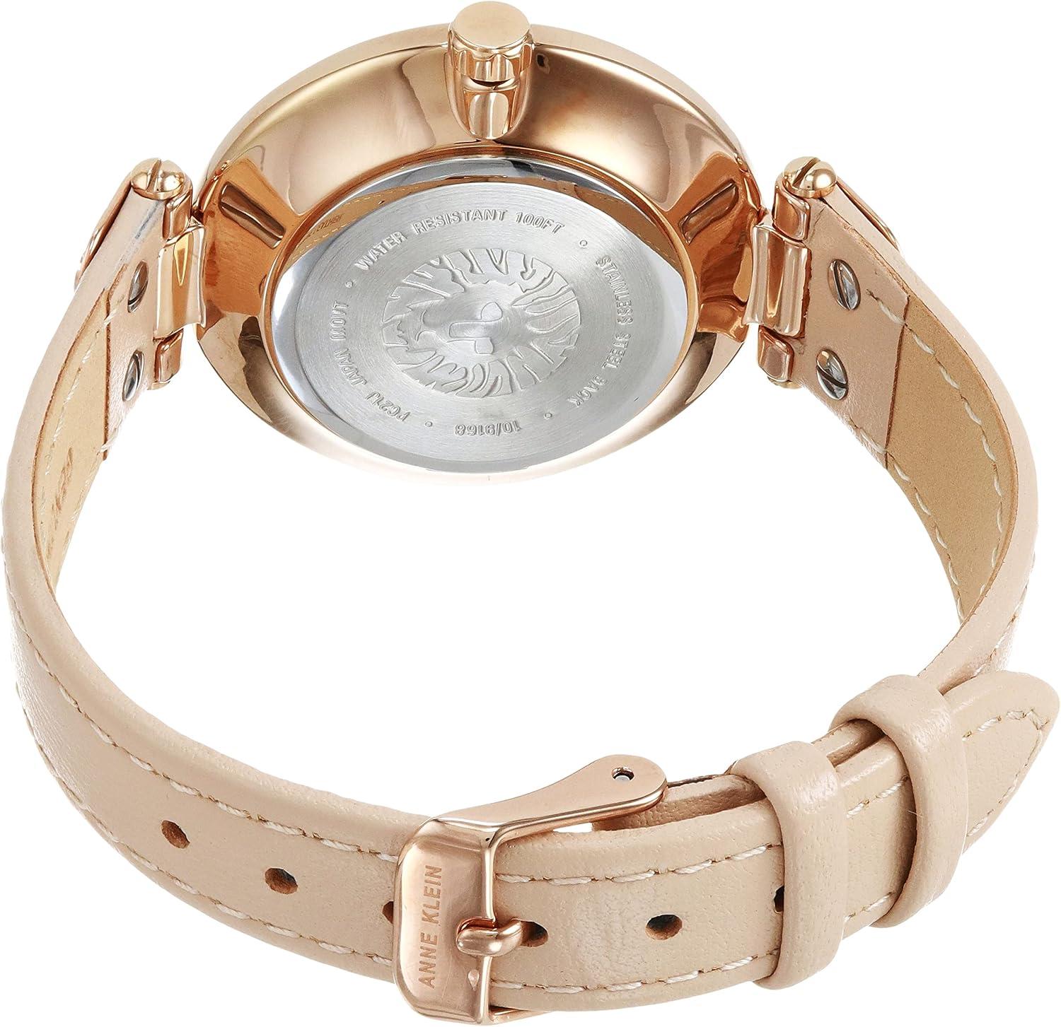 imageAnne Klein Womens Leather Strap WatchBlushRose Gold