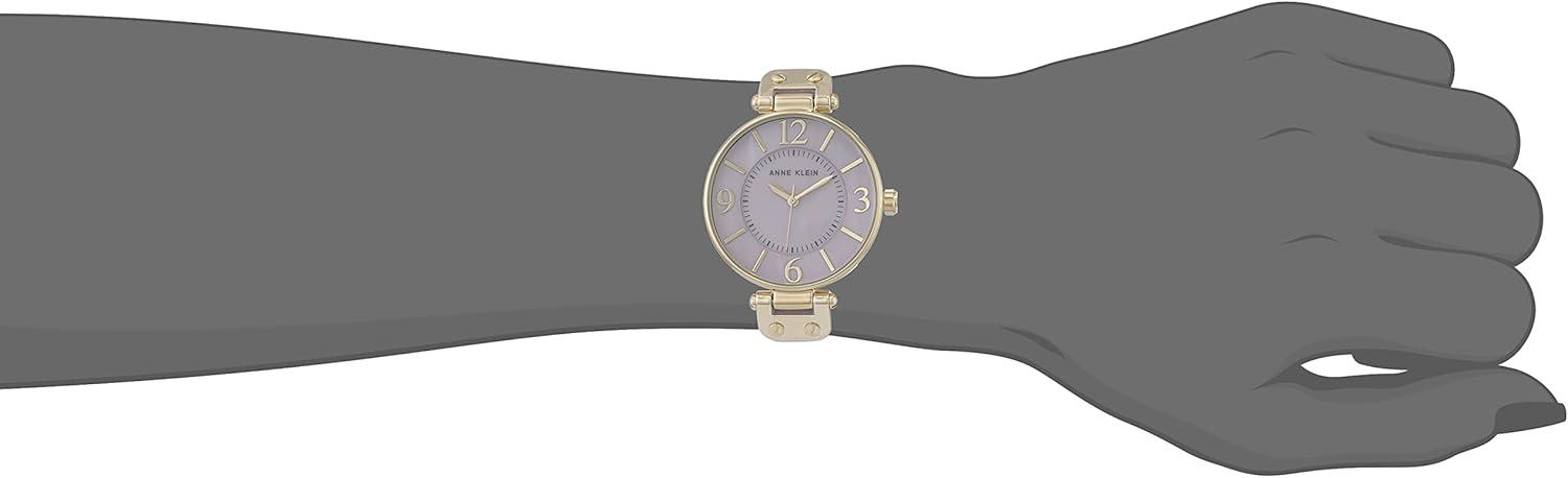 imageAnne Klein Womens Leather Strap WatchLavenderGold