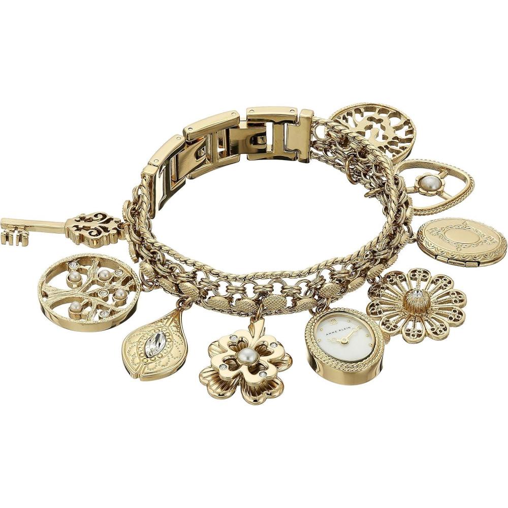 imageAnne Klein Womens Premium Crystal Accented Charm Bracelet WatchGold