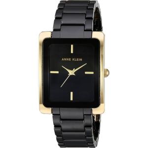Anne Klein Women’s Ceramic Bracelet Watch(Black/Gold)