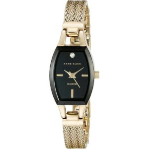Anne Klein Women’s Genuine Diamond Dial Mesh Bracelet Watch(Gold/Black)