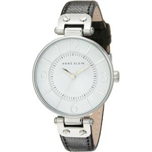 Anne Klein Women’s Leather Strap Watch(Black)