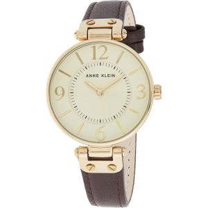 Anne Klein Women’s Leather Strap Watch(Brown)