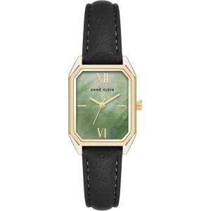 Anne Klein Women’s Leather Strap Watch(Green/Black)