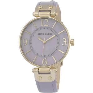 Anne Klein Women’s Leather Strap Watch(Lavender/Gold)