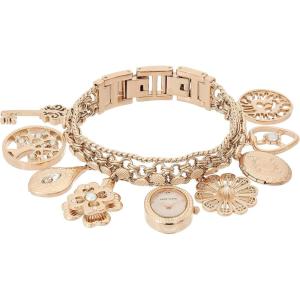 Anne Klein Women’s Premium Crystal Accented Charm Bracelet Watch(Rose Gold)
