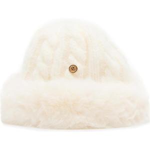 Anne Klein Womens Fur Trim Beanie(Ivory)
