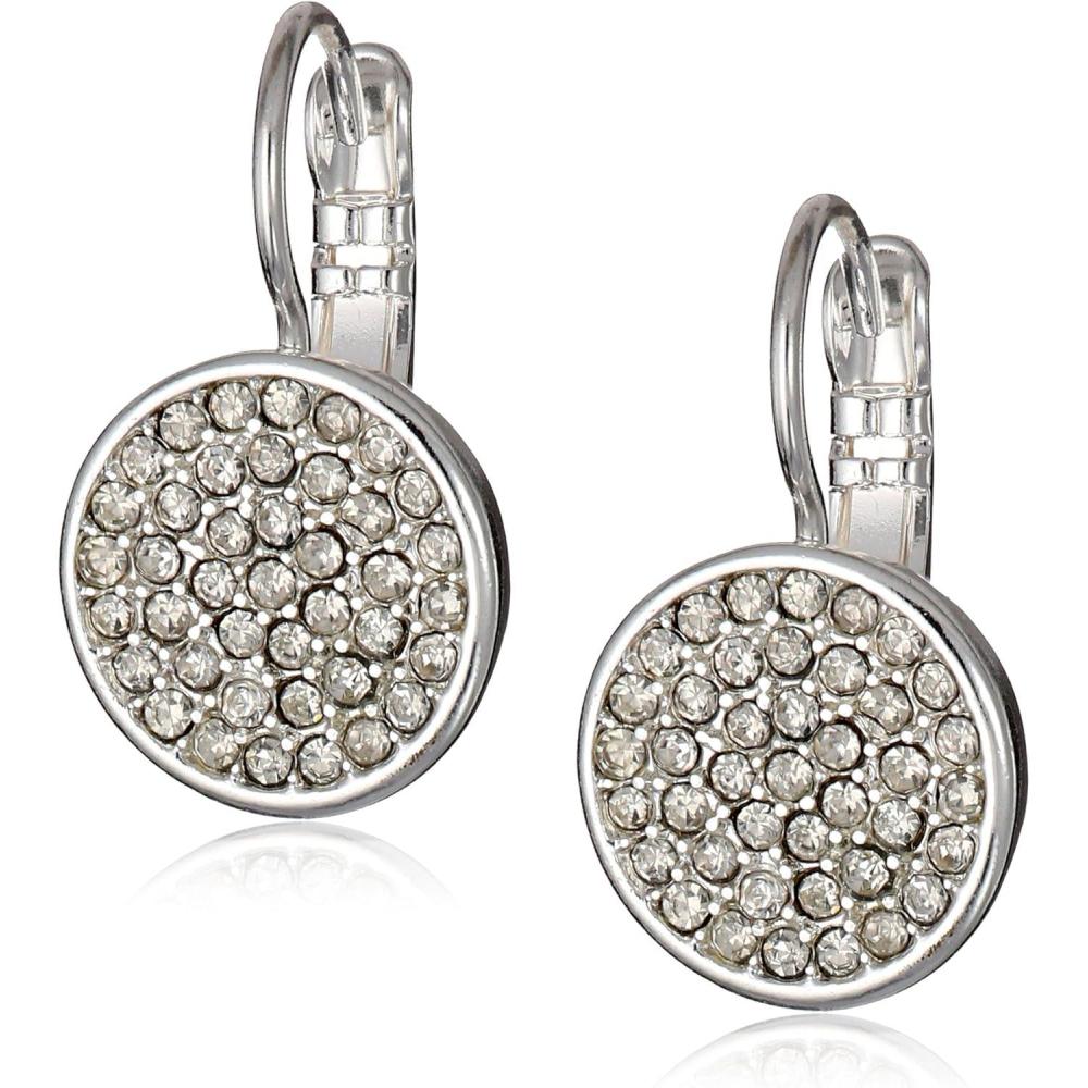 imageAnne Klein Silver Tone and Crystal Pave Stud EarringsSilver Tone