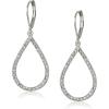 Anne Klein Women’s Pierced Earrings Pave Tubular Hoop(Silver)