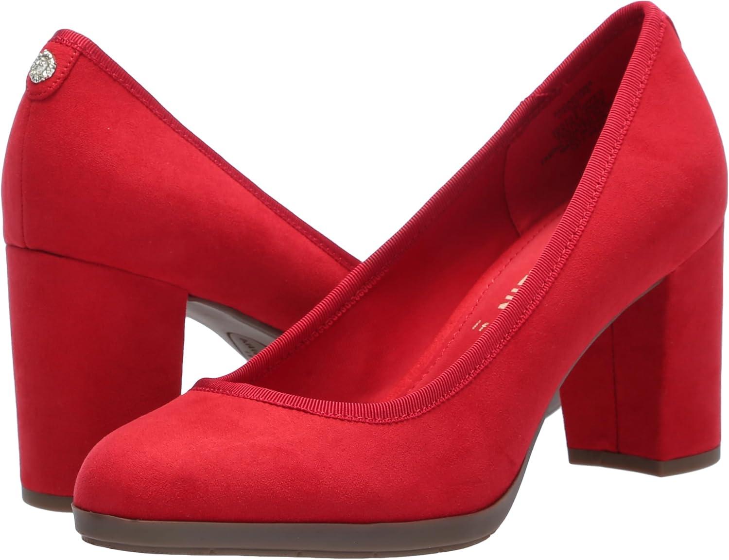 imageAnne Klein Womens Castana Comfortable Block Heeled PumpRed
