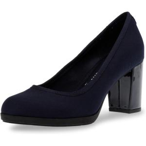 Anne Klein Women’s Castana Comfortable Block Heeled Pump(Stretch Navy)