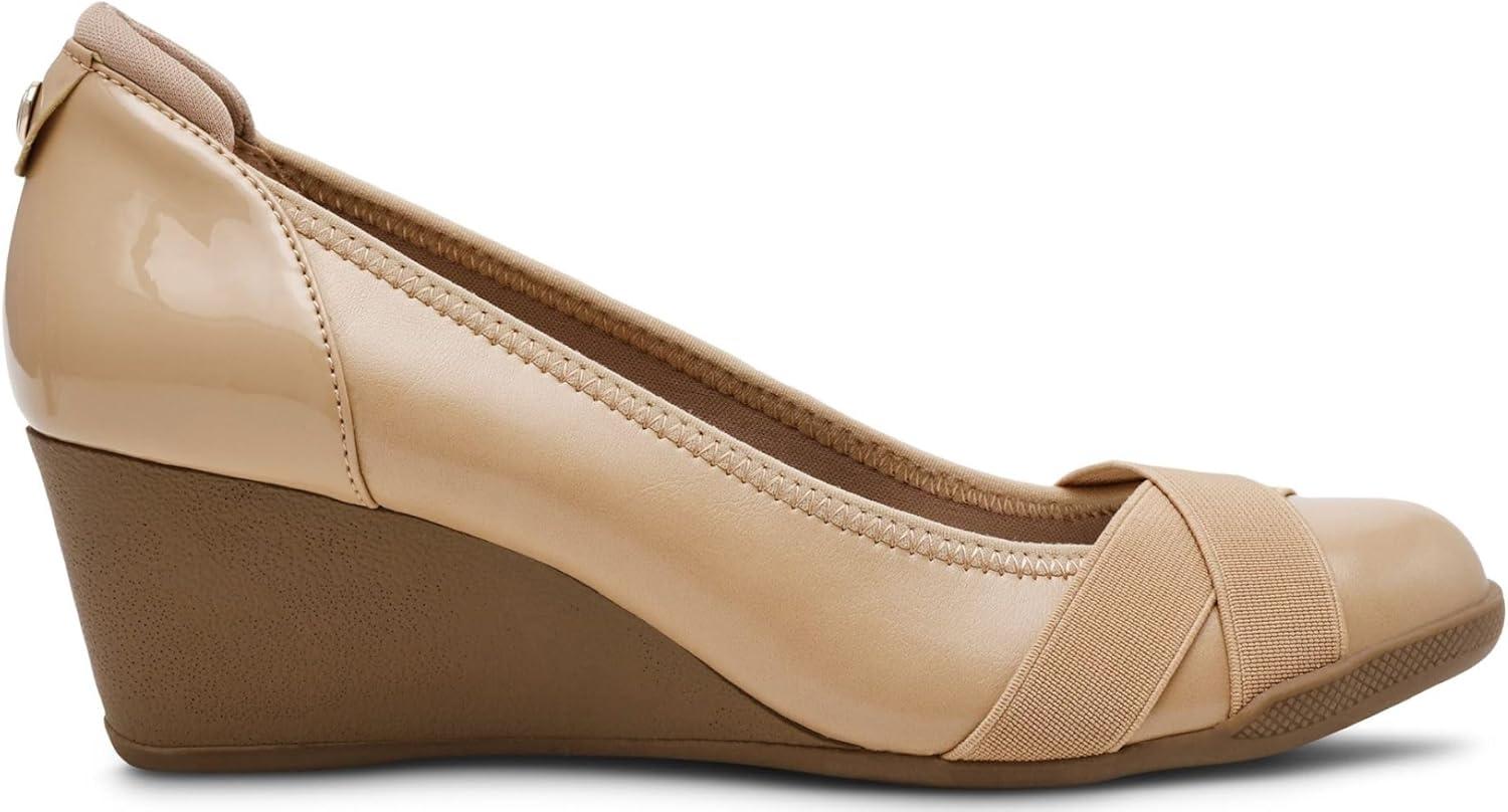 imageAnne Klein Womens Timeout Wedge Heel PumpBiscotti Nude