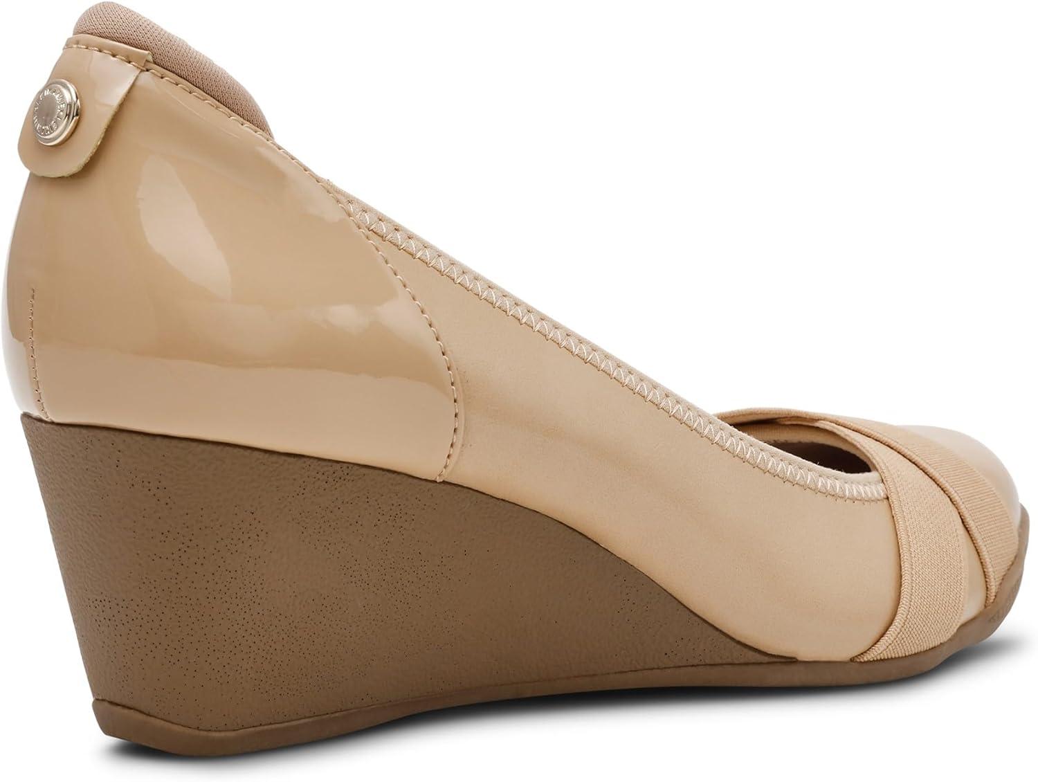 imageAnne Klein Womens Timeout Wedge Heel PumpBiscotti Nude