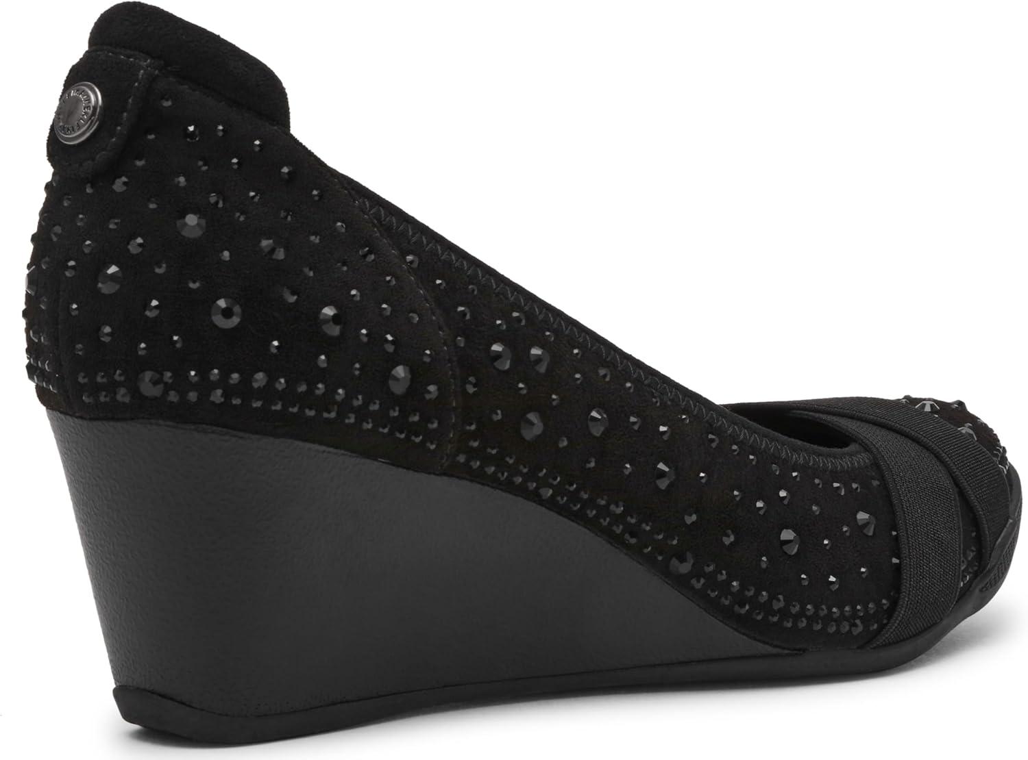 imageAnne Klein Womens Timeout Wedge Heel PumpBlack Crystal
