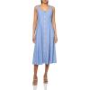 Anne Klein Women’s Tank Dress with Button Detail(Santorini Blue/Brt Wht)