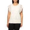 Anne Klein Women’s Blssm Lace Flttr SLV Tank W Ladder Lace(White Dove)