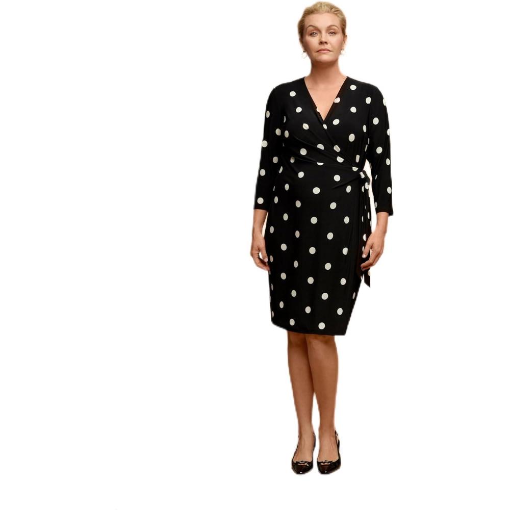 imageAnne Klein Womens Printed Ity Classic Wrap DressAnthraciteAmethyst