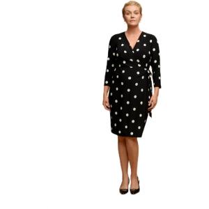Anne Klein Women’s Printed Ity Classic Wrap Dress(Anthracite/Amethyst)
