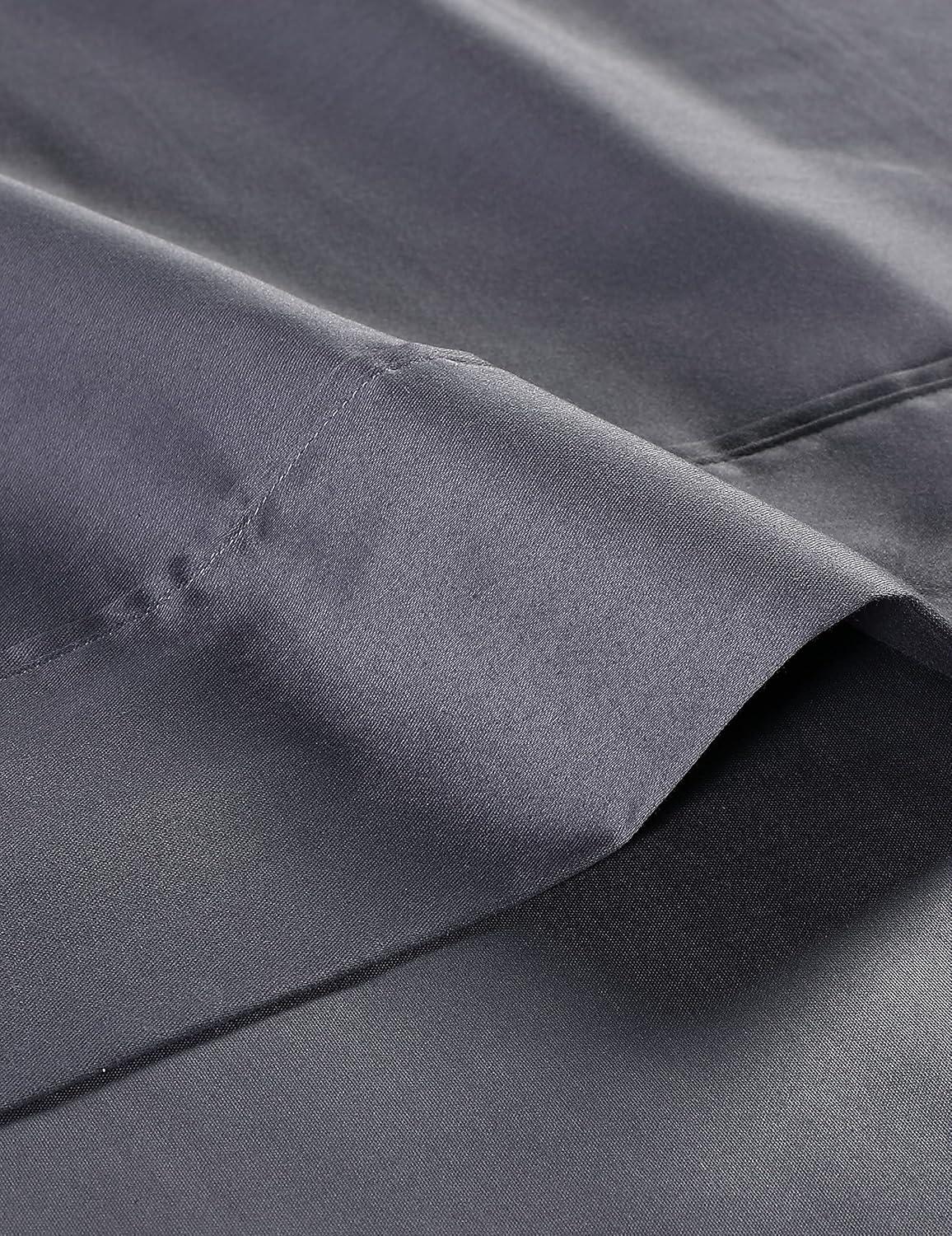 imageAnne Klein Reverie 100 Cotton Solid Sheet Set California King BlueGreyCharcoal