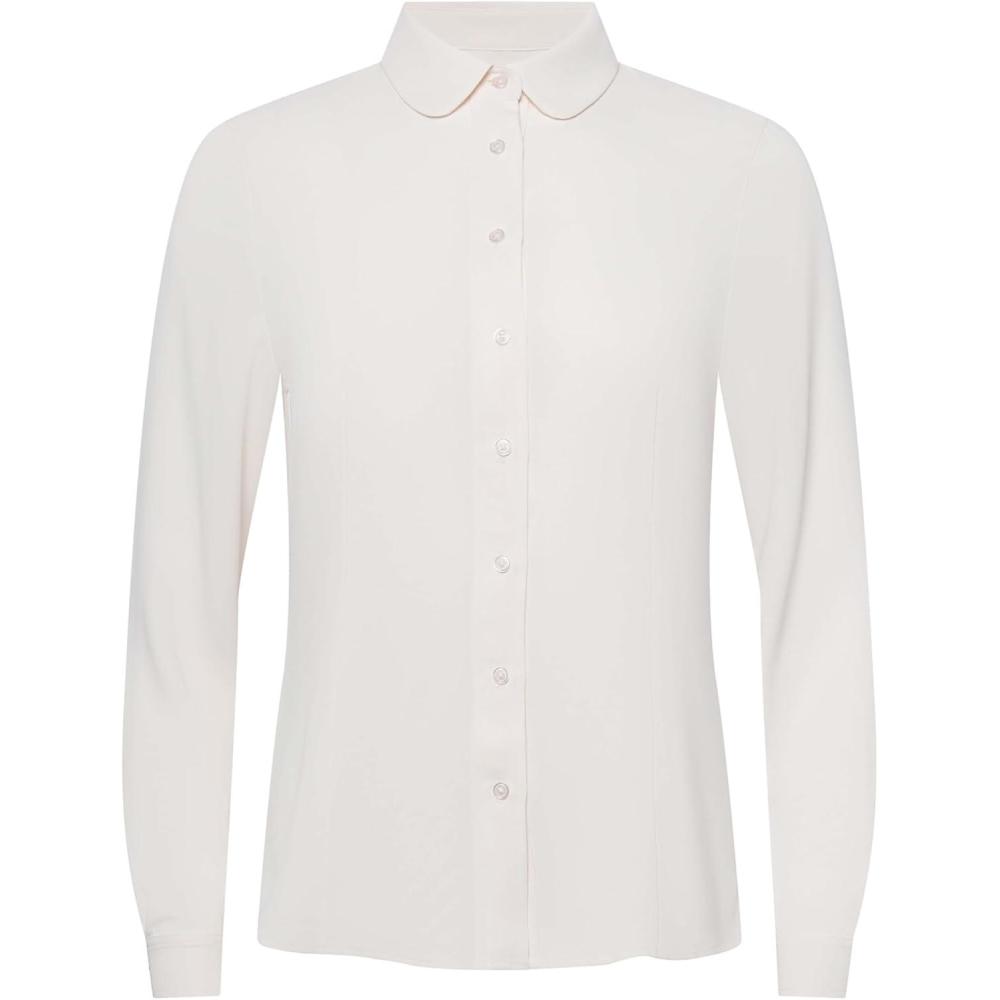imageAnne Klein Womens Bttn Frt Peter Pan Colalr Ls BlouseWhite Dove