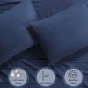 Anne Klein Reverie 100% Cotton Solid Sheet Set, California King, Blue-Grey(Navy)
