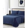 Anne Klein Reverie 100% Cotton Solid Sheet Set, California King, Blue-Grey(Navy)