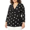 Anne Klein Women’s Printed Ity 3/4 SLV Wrap Top (H22)(Anthracite/Amethyst)