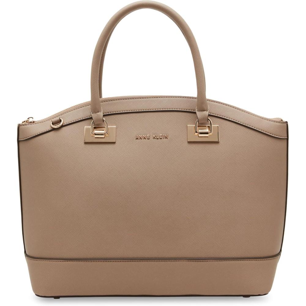 imageAnne Klein Large structured dome satchel with convertible strapTruffle