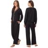 Anne Klein Womens Long Sleeve Button Down Pajama Top & Wide Leg Pant Set – Soft Sweater Knit – Cozy Sleepwear & Loungewear(Black)