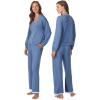 Anne Klein Womens Long Sleeve Button Down Pajama Top & Wide Leg Pant Set – Soft Sweater Knit – Cozy Sleepwear & Loungewear(Blue Horizon)