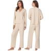 Anne Klein Womens Long Sleeve Button Down Pajama Top & Wide Leg Pant Set – Soft Sweater Knit – Cozy Sleepwear & Loungewear(Oat)