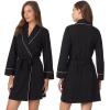 Anne Klein Womens Long Sleeve Knee Length Robe – Lightweight & Breathable Cotton Blend Bathrobe – Cozy Everyday Loungewear(Black)