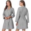 Anne Klein Womens Long Sleeve Knee Length Robe – Lightweight & Breathable Cotton Blend Bathrobe – Cozy Everyday Loungewear(Grey Heather)