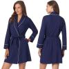 Anne Klein Womens Long Sleeve Knee Length Robe – Lightweight & Breathable Cotton Blend Bathrobe – Cozy Everyday Loungewear(Medieval Blue)
