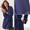 Anne Klein Womens Long Sleeve Knee Length Robe – Lightweight & Breathable Cotton Blend Bathrobe – Cozy Everyday Loungewear(Medieval Blue)