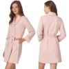Anne Klein Womens Long Sleeve Knee Length Robe – Lightweight & Breathable Cotton Blend Bathrobe – Cozy Everyday Loungewear(Rose Smoke)
