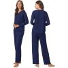 Anne Klein Womens Long Sleeve V-Neck Pajama Top & Relaxed Pant Set – Soft Brushed Sweater Knit – Cozy Sleepwear & Loungewear(Medieval Blue)