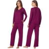 Anne Klein Womens Long Sleeve V-Neck Pajama Top & Relaxed Pant Set – Soft Brushed Sweater Knit – Cozy Sleepwear & Loungewear(Wine Berry)