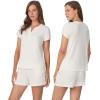 Anne Klein Womens Short Sleeve Henley Pajama Top & Shorts Set – Soft Sweater Knit – Lightweight Sleepwear & Loungewear PJs(Gardenia)