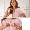 Anne Klein Womens Short Sleeve Henley Pajama Top & Shorts Set – Soft Sweater Knit – Lightweight Sleepwear & Loungewear PJs(Pink Dot Cluster)