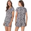 Anne Klein Womens Short Sleeve Henley Pajama Top & Shorts Set – Soft Sweater Knit – Lightweight Sleepwear & Loungewear PJs(Watercolor Animal)