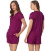 Anne Klein Womens Short Sleeve Henley Pajama Top & Shorts Set – Soft Sweater Knit – Lightweight Sleepwear & Loungewear PJs(Wine Berry)