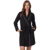 Anne Klein Womens Long Sleeve Knee Length Robe – Lightweight & Breathable Cotton Blend Bathrobe – Cozy Everyday Loungewear(Black)