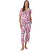 Anne Klein Womens Short Sleeve Button Down Pajama Top & Capri Pant Set – Soft Sweater Knit – Matching Sleepwear & Loungewear(Floral Shadow)