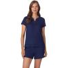 Anne Klein Womens Short Sleeve Henley Pajama Top & Shorts Set – Soft Sweater Knit – Lightweight Sleepwear & Loungewear PJs(Medieval Blue)