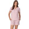 Anne Klein Womens Short Sleeve Henley Pajama Top & Shorts Set – Soft Sweater Knit – Lightweight Sleepwear & Loungewear PJs(Pink Dot Cluster)