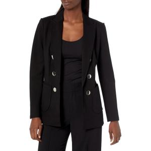 Anne Klein Women’s Faux Double Breasted Stretch Blazer(Asphalt)